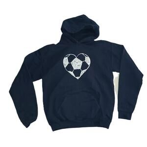 Soccer Heart Boys Pullover Hoodie Long Sleeve Sportwear Black Size S B001